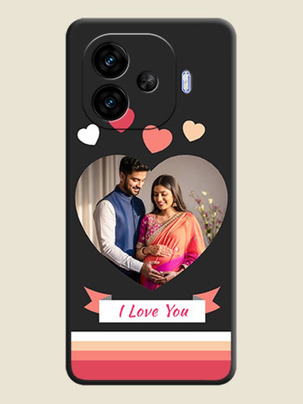 Custom Love Shaped Photo with Colorful Stripes On Space Black Custom Soft Matte Mobile Back Cover - iQOO Neo 10R 5G