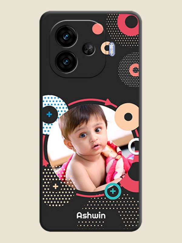 Custom Multicoloured Round Image On Space Black Custom Soft Matte Mobile Back Cover - iQOO Neo 10R 5G