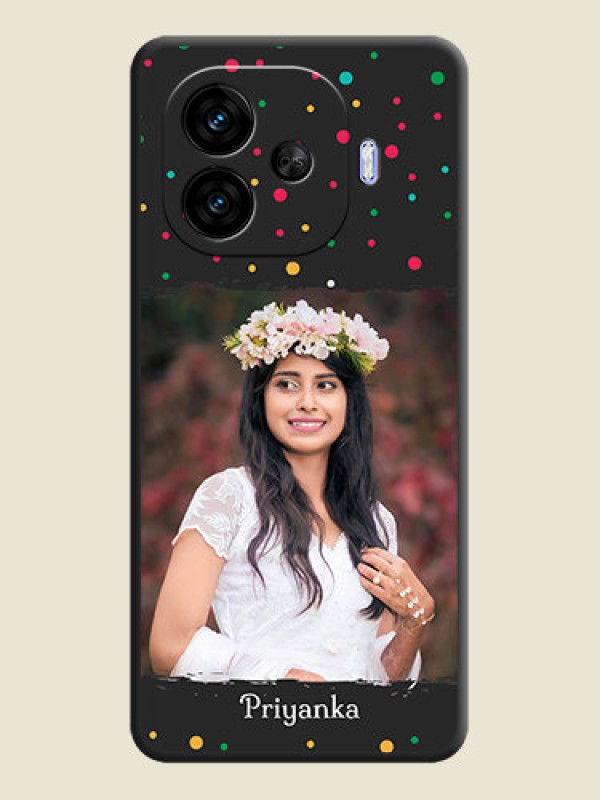 Custom Multicolor Dotted Pattern with Text On Space Black Custom Soft Matte Mobile Back Cover - iQOO Neo 10R 5G