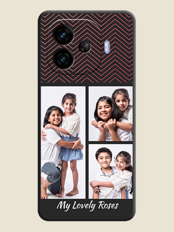 Custom Wave Pattern with 3 Image Holder On Space Black Custom Soft Matte Mobile Back Cover - iQOO Neo 10R 5G