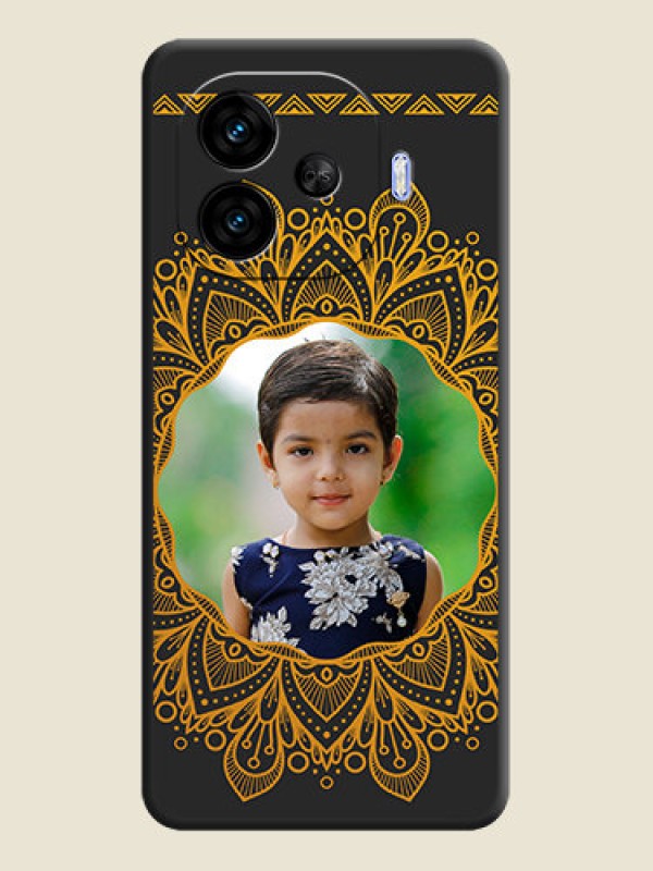 Custom Round Image with Floral Design On Space Black Custom Soft Matte Mobile Back Cover - iQOO Neo 10R 5G