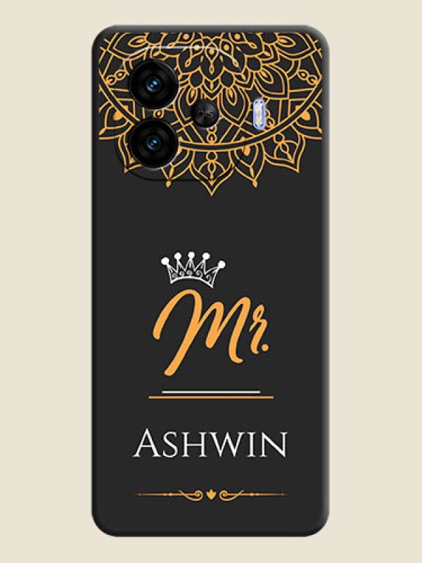 Custom Mr Name with Floral Design On Space Black Custom Soft Matte Mobile Back Cover - iQOO Neo 10R 5G