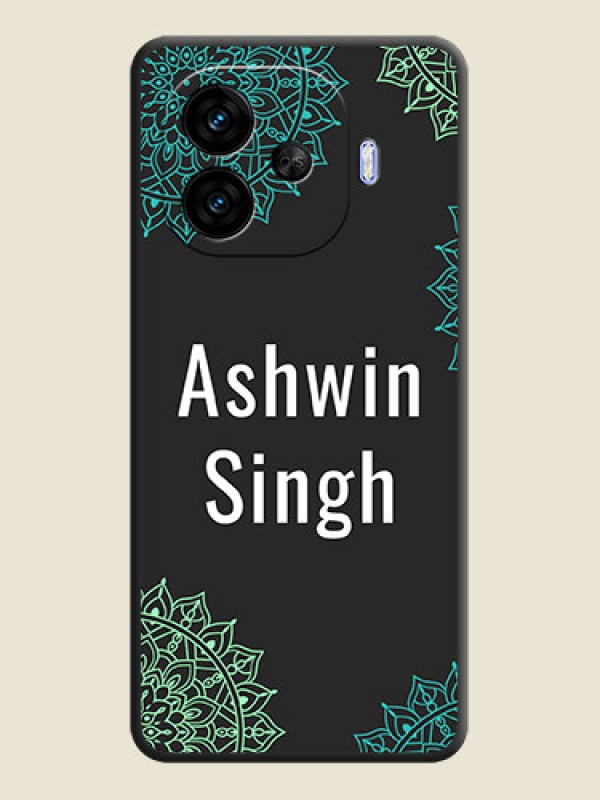 Custom Your Name with Floral Design On Space Black Custom Soft Matte Mobile Back Cover - iQOO Neo 10R 5G
