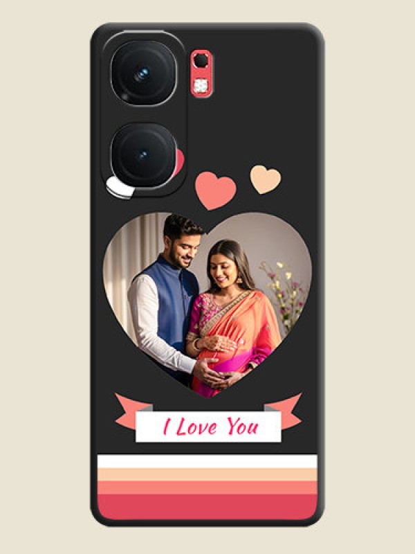 Custom Love Shaped Photo with Colorful Stripes on Personalised Space Black Soft Matte Cases - iQOO Neo 9 Pro 5G