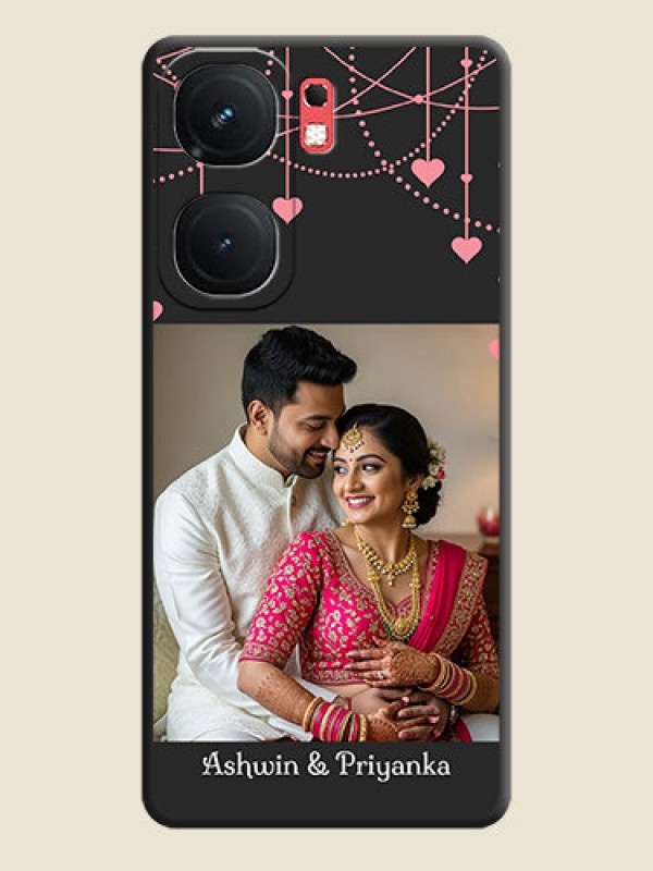Custom Pink Love Hangings with Text on Space Black Custom Soft Matte Back Cover - iQOO Neo 9 Pro 5G