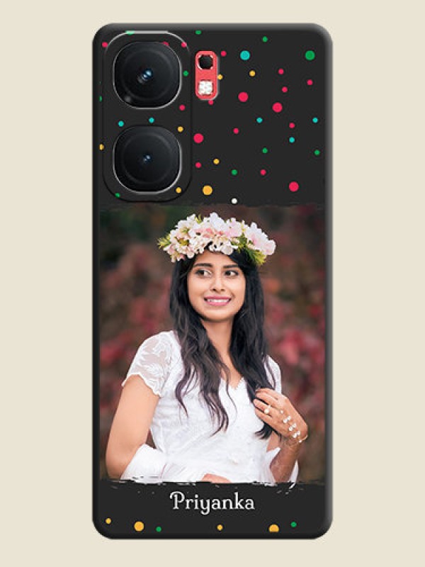 Custom Multicolor Dotted Pattern with Text on Space Black Custom Soft Matte Phone Back Cover - iQOO Neo 9 Pro 5G