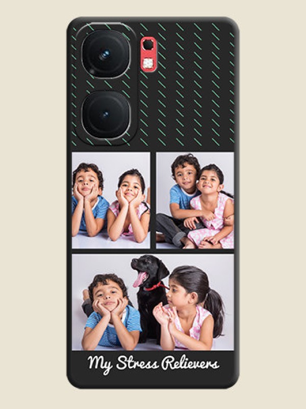 Custom Cross Dotted Pattern with 2 Image Holder on Personalised Space Black Soft Matte Cases - iQOO Neo 9 Pro 5G