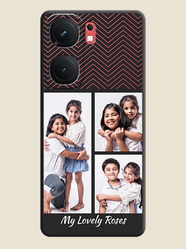 Custom Wave Pattern with 3 Image Holder on Space Black Custom Soft Matte Back Cover - iQOO Neo 9 Pro 5G