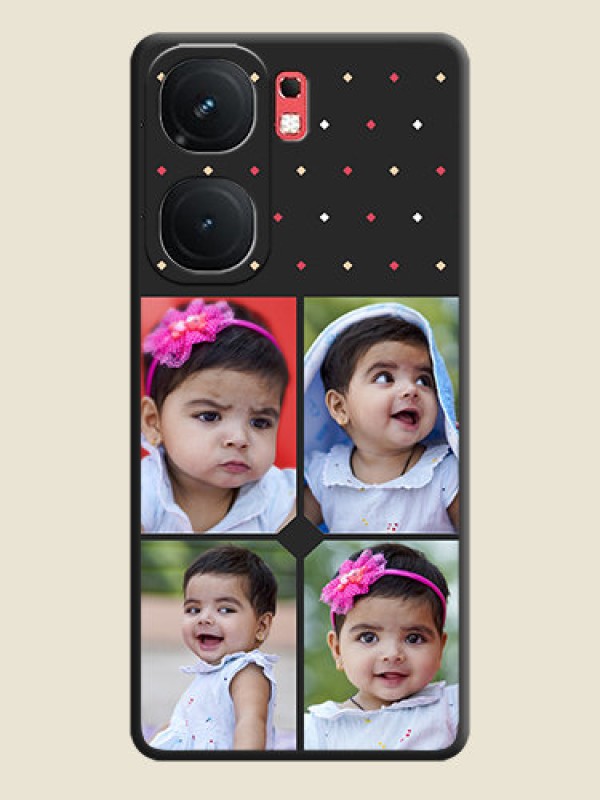 Custom Multicolor Dotted Pattern with 4 Image Holder on Space Black Custom Soft Matte Phone Cases - iQOO Neo 9 Pro 5G