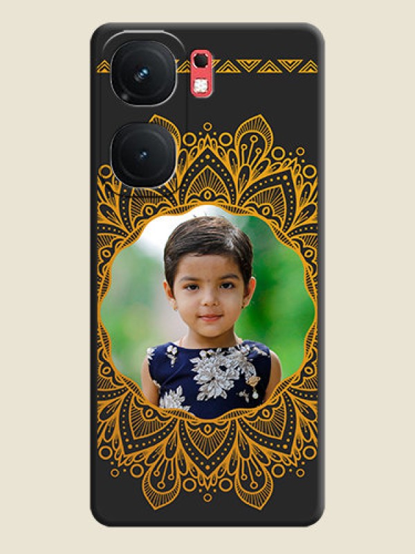 Custom Round Image with Floral Design - Photo on Space Black Soft Matte Mobile Cover - iQOO Neo 9 Pro 5G