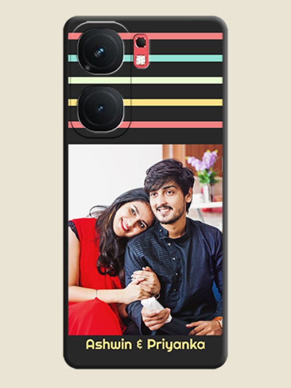 Custom Color Stripes with Photo and Text - Photo on Space Black Soft Matte Mobile Case - iQOO Neo 9 Pro 5G
