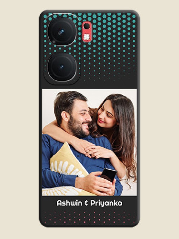 Custom Faded Dots with Grunge Photo Frame and Text on Space Black Custom Soft Matte Phone Cases - iQOO Neo 9 Pro 5G