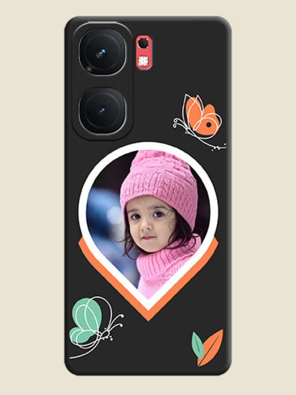 Custom Upload Pic With Simple Butterly Design On Space Black Personalized Soft Matte Phone Covers - iQOO Neo 9 Pro 5G