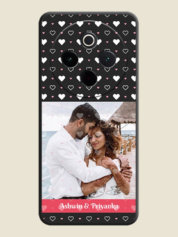 Custom White Color Love Symbols with Text Design on Photo On Space Black Custom Soft Matte Mobile Back Cover - iQOO Z10 5G