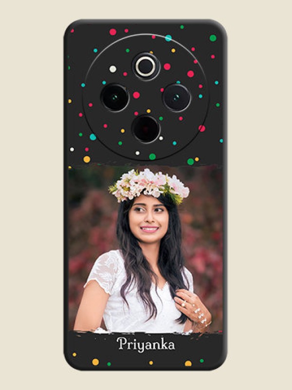 Custom Multicolor Dotted Pattern with Text On Space Black Custom Soft Matte Mobile Back Cover - iQOO Z10 5G