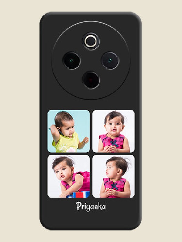 Custom Floral Art with 6 Image Holder on Photo On Space Black Custom Soft Matte Mobile Back Cover - iQOO Z10 5G