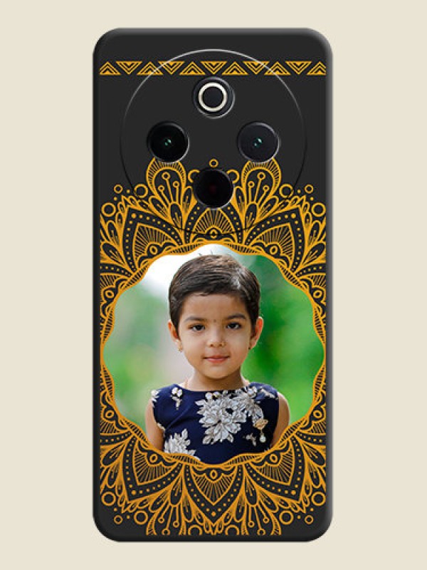 Custom Round Image with Floral Design On Space Black Custom Soft Matte Mobile Back Cover - iQOO Z10 5G