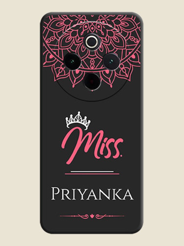 Custom Mrs Name with Floral Design On Space Black Custom Soft Matte Mobile Back Cover - iQOO Z10 5G