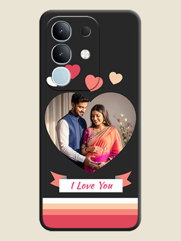 Custom Love Shaped Photo with Colorful Stripes On Space Black Custom Soft Matte Mobile Back Cover - iQOO Z10x 5G