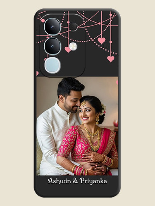 Custom Pink Love Hangings with Text On Space Black Custom Soft Matte Mobile Back Cover - iQOO Z10x 5G