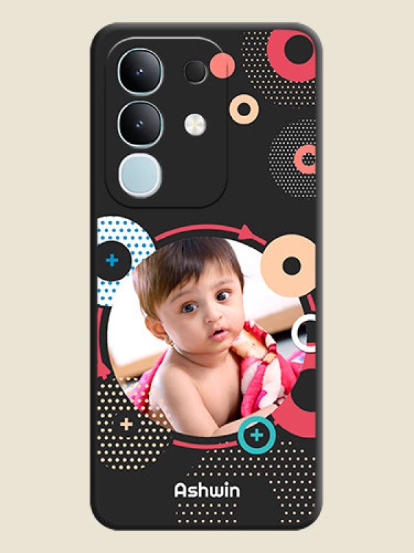 Custom Multicoloured Round Image On Space Black Custom Soft Matte Mobile Back Cover - iQOO Z10x 5G