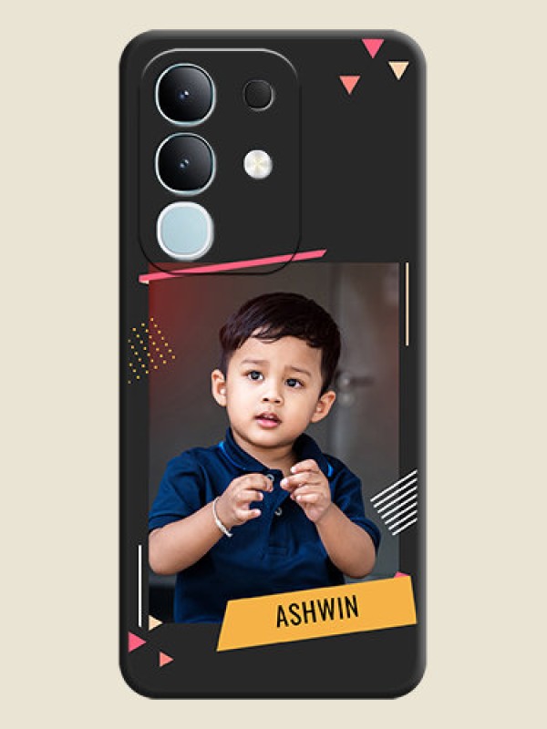 Custom Photo Frame with Triangle Small Dots on Photo On Space Black Custom Soft Matte Mobile Back Cover - iQOO Z10x 5G