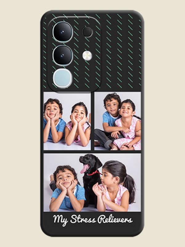 Custom Cross Dotted Pattern with 2 Image Holder On Space Black Custom Soft Matte Mobile Back Cover - iQOO Z10x 5G