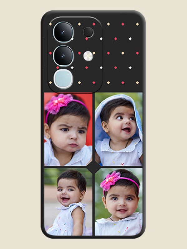 Custom Multicolor Dotted Pattern with 4 Image Holder On Space Black Custom Soft Matte Mobile Back Cover - iQOO Z10x 5G