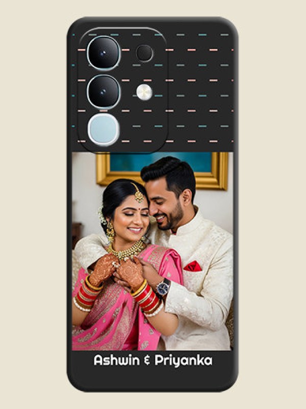 Custom Line Pattern Design with Text On Space Black Custom Soft Matte Mobile Back Cover - iQOO Z10x 5G