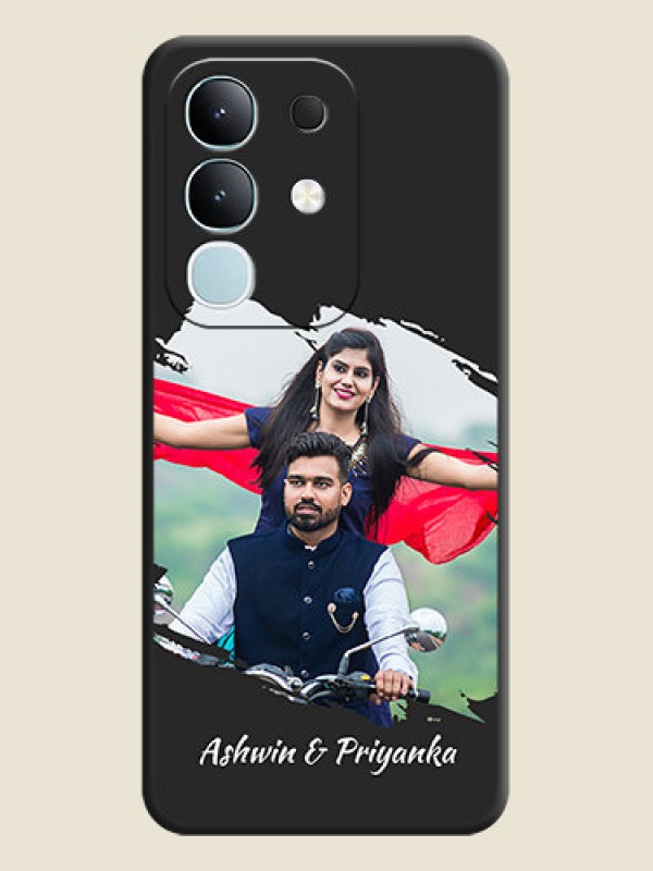 Custom Grunge Brush Strokes on Photo On Space Black Custom Soft Matte Mobile Back Cover - iQOO Z10x 5G