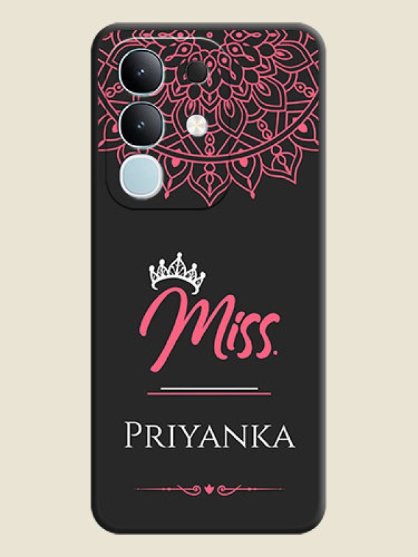 Custom Mrs Name with Floral Design On Space Black Custom Soft Matte Mobile Back Cover - iQOO Z10x 5G