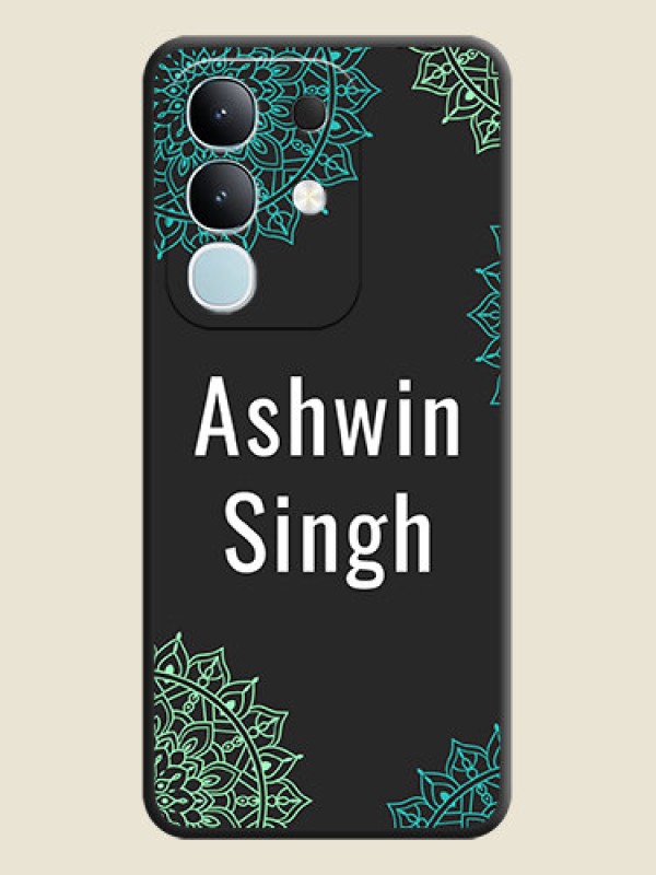 Custom Your Name with Floral Design On Space Black Custom Soft Matte Mobile Back Cover - iQOO Z10x 5G
