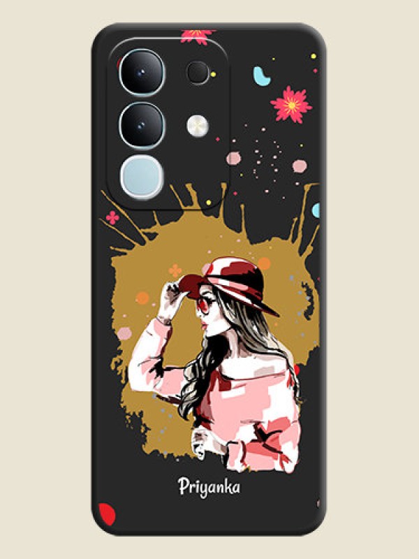 Custom Mordern Lady With Color Splash Background With Custom Text On Space Black Custom Soft Matte Mobile Back Cover - iQOO Z10x 5G