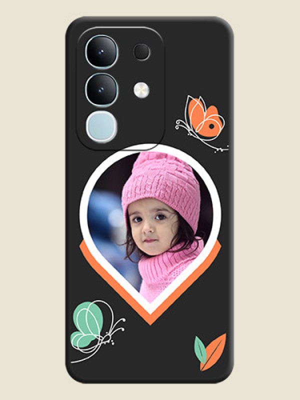 Custom Upload Pic With Simple Butterly Design On Space Black Custom Soft Matte Mobile Back Cover - iQOO Z10x 5G