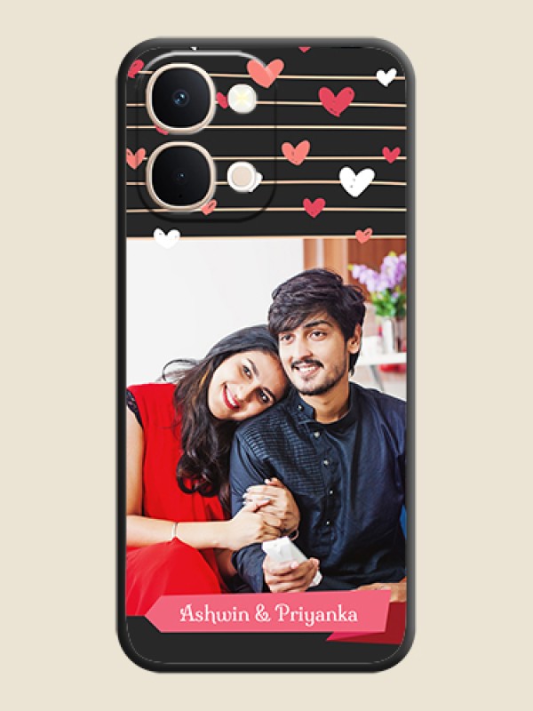 Custom Love Pattern with Name on Pink Ribbon on Photo On Space Black Custom Soft Matte Mobile Back Cover - iQOO Z11X 5G