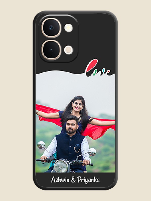 Custom Fall in Love Pattern with Picture on Photo On Space Black Custom Soft Matte Mobile Back Cover - iQOO Z11X 5G