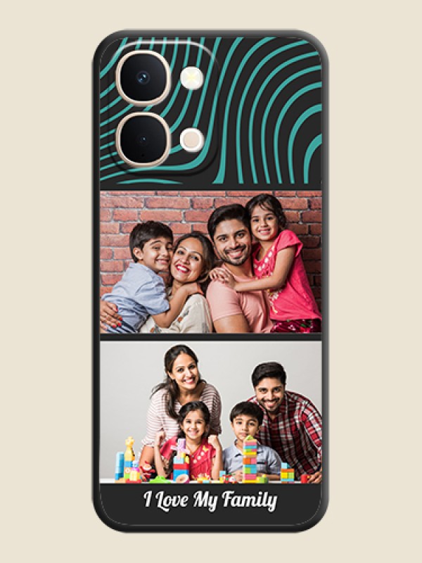 Custom Wave Pattern with 2 Image Holder On Space Black Custom Soft Matte Mobile Back Cover - iQOO Z11X 5G