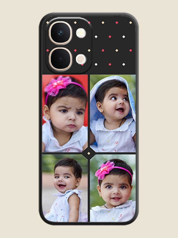 Custom Multicolor Dotted Pattern with 4 Image Holder On Space Black Custom Soft Matte Mobile Back Cover - iQOO Z11X 5G