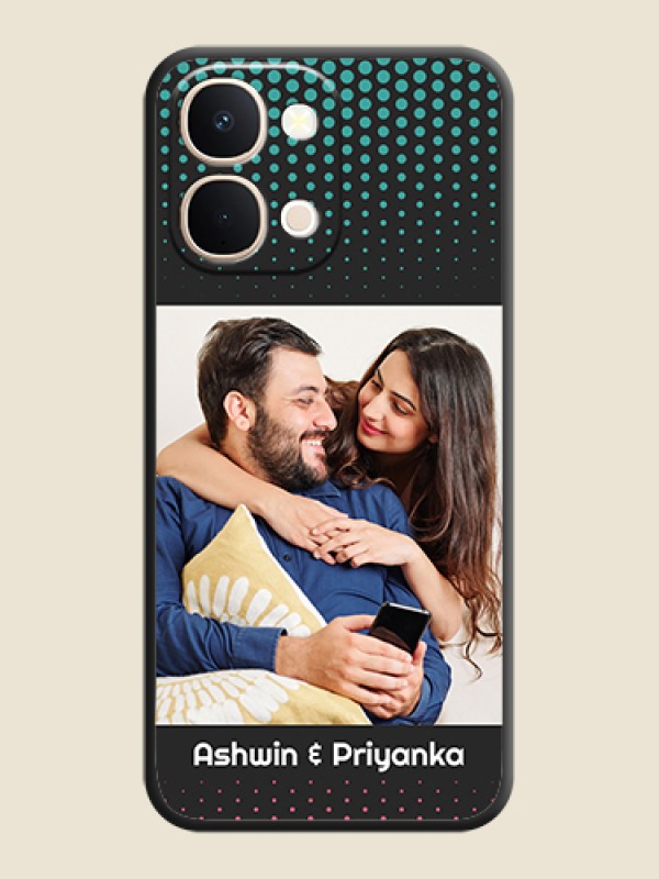 Custom Faded Dots with Grunge Photo Frame and Text On Space Black Custom Soft Matte Mobile Back Cover - iQOO Z11X 5G