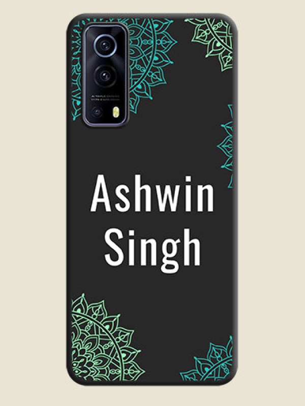 Custom Your Name with Floral Design on Space Black Custom Soft Matte Back Cover - iQOO Z3 5G