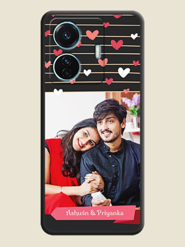 Custom Love Pattern with Name on Pink Ribbon  on Photo on Space Black Soft Matte Back Cover - iQOO Z6 Pro 5G