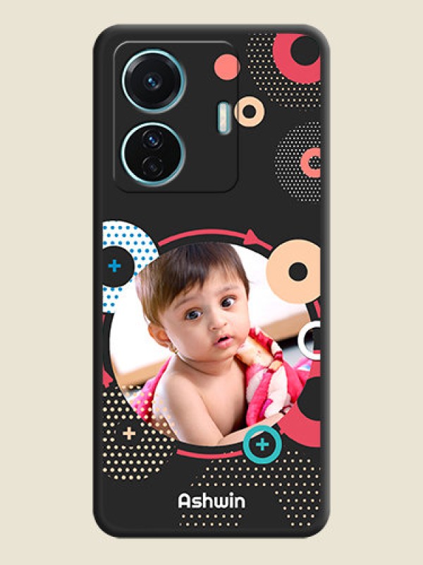 Custom Multicoloured Round Image on Personalised Space Black Soft Matte Cases - iQOO Z6 Pro 5G