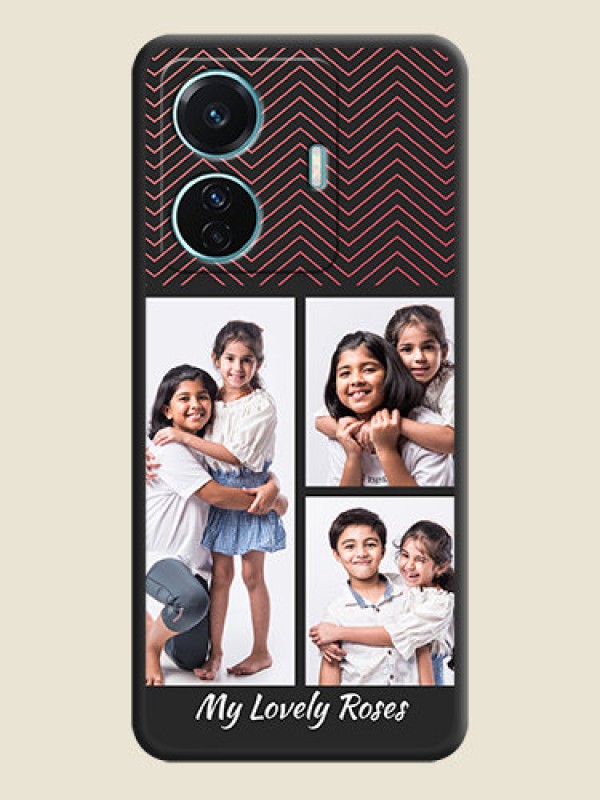Custom Wave Pattern with 3 Image Holder on Space Black Custom Soft Matte Back Cover - iQOO Z6 Pro 5G
