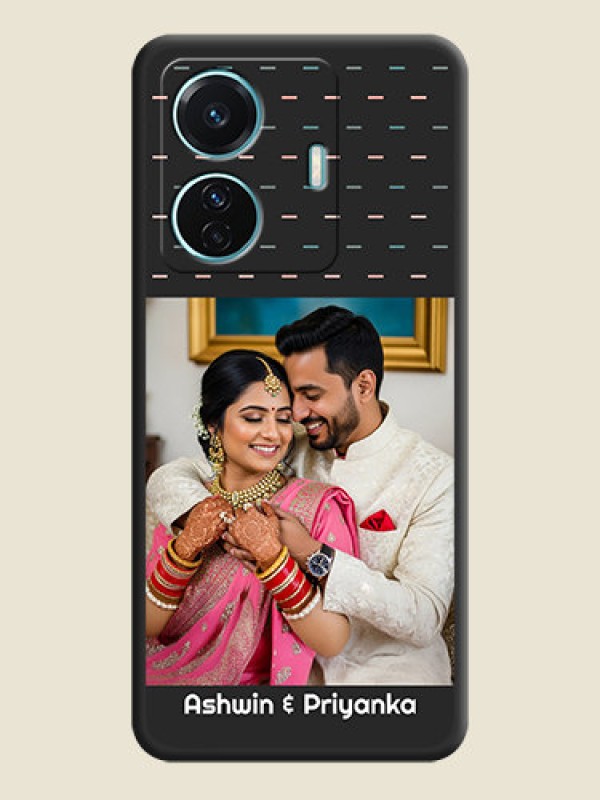 Custom Line Pattern Design with Text on Space Black Custom Soft Matte Phone Back Cover - iQOO Z6 Pro 5G