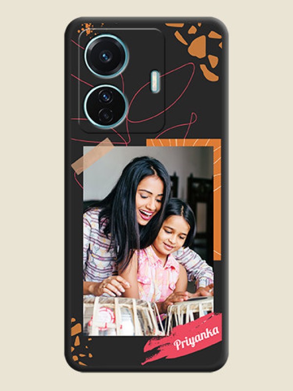 Custom Orange Photo Frame on Space Black Custom Soft Matte Phone Back Cover - iQOO Z6 Pro 5G