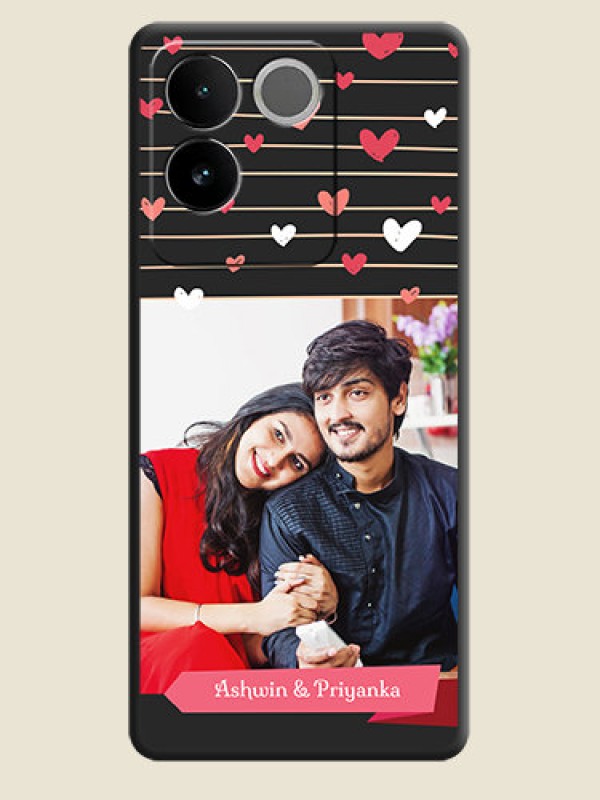 Custom Love Pattern with Name on Pink Ribbon - Photo on Space Black Soft Matte Back Cover - iQOO Z7 Pro 5G