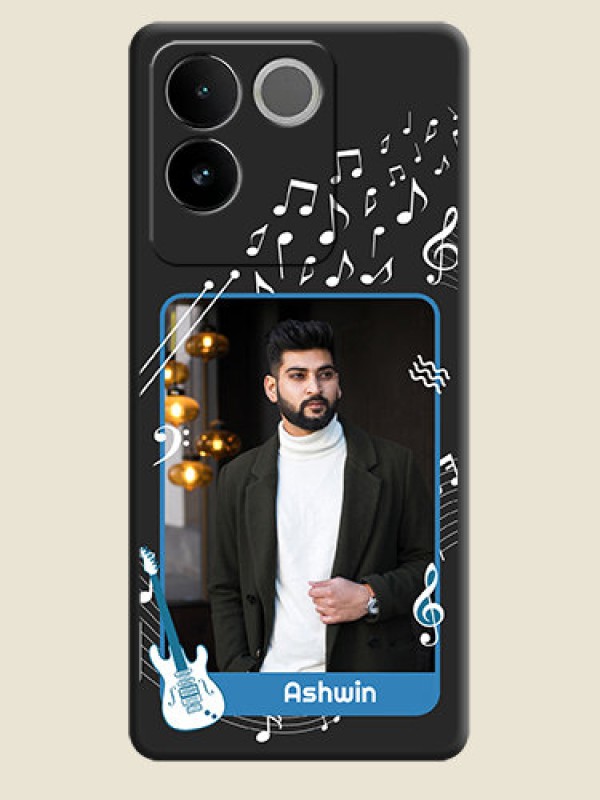 Custom Musical Theme Design with Text - Photo on Space Black Soft Matte Mobile Case - iQOO Z7 Pro 5G