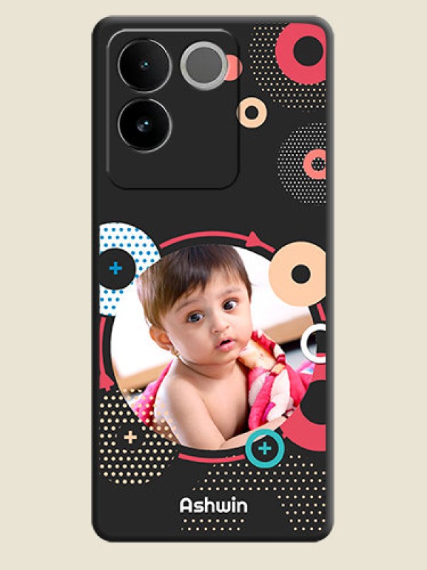Custom Multicoloured Round Image on Personalised Space Black Soft Matte Cases - iQOO Z7 Pro 5G