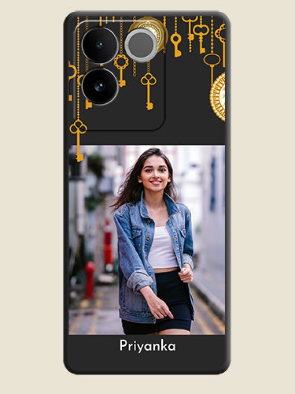 Custom Decorative Design with Text on Space Black Custom Soft Matte Back Cover - iQOO Z7 Pro 5G