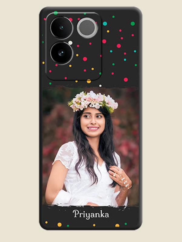 Custom Multicolor Dotted Pattern with Text on Space Black Custom Soft Matte Phone Back Cover - iQOO Z7 Pro 5G